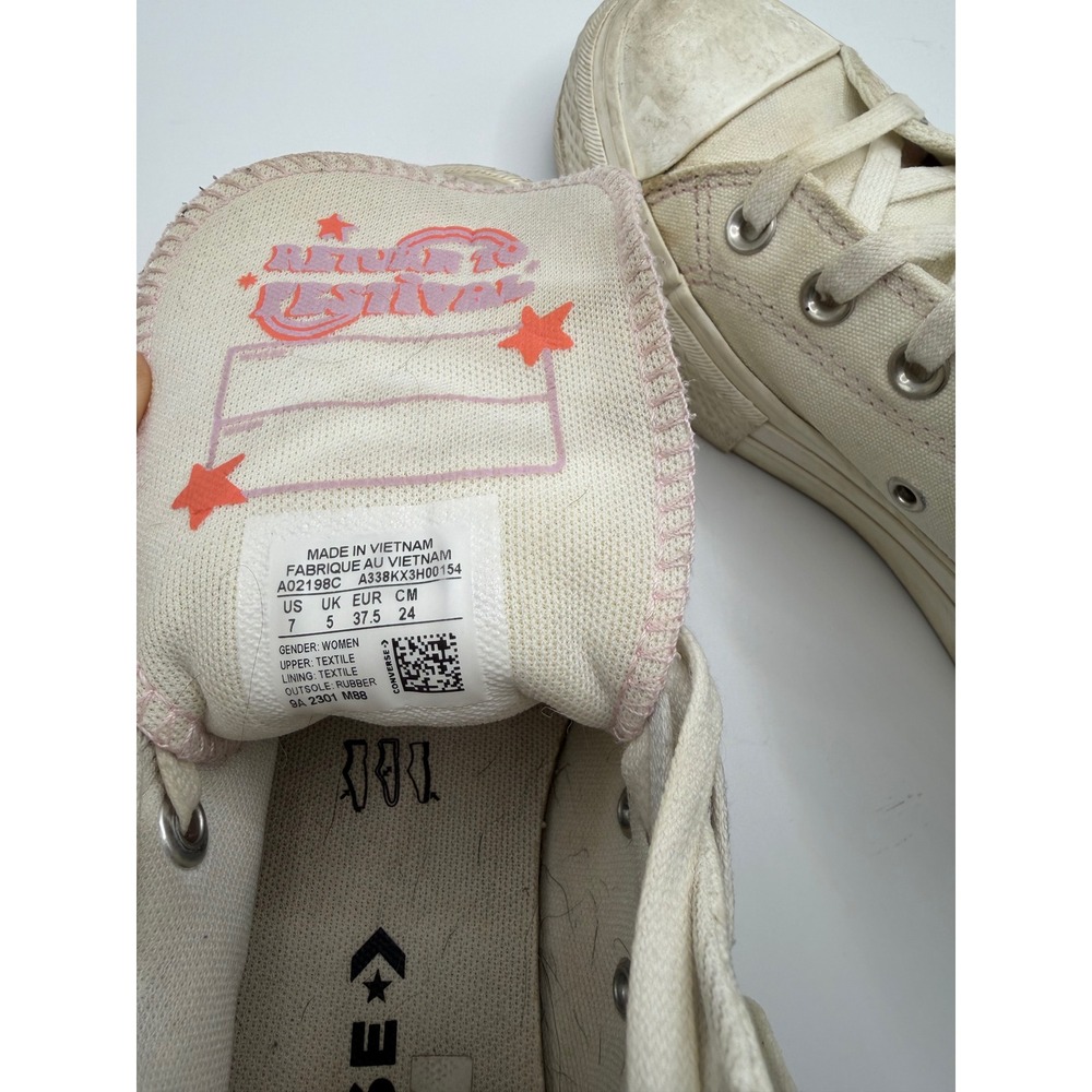 Converse Chuck Taylor All Star‎ Lift Platform High Top Floral Cream A02198C 7W - Picture 6 of 7